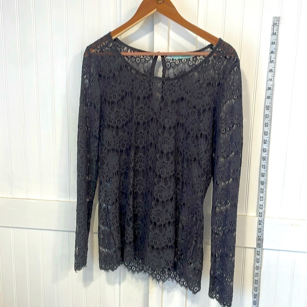 Maurices sheer, lacey plum top size L